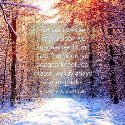 Picture 04 - Yashuuca 21:24 SOM - iyo Ayaaloon iyo agagaarkeedii, iyo Gad Rimmoon - Bible Verse Picture