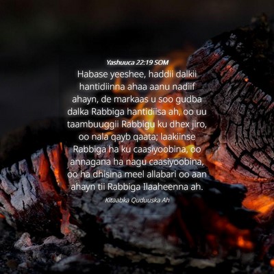Picture 04 - Yashuuca 22:19 SOM - Habase yeeshee, haddii dalkii hantidiinna ahaa - Bible Verse Picture