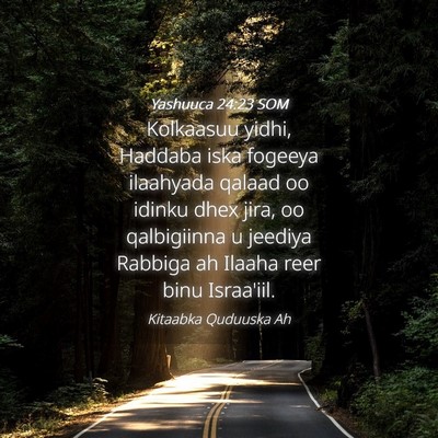 Picture 04 - Yashuuca 24:23 SOM - Kolkaasuu yidhi, Haddaba iska fogeeya ilaahyada - Bible Verse Picture