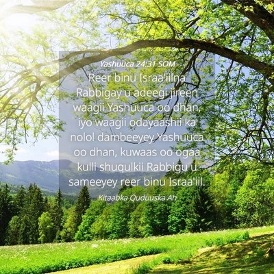 Picture 04 - Yashuuca 24:31 SOM - Reer binu Israa'iilna Rabbigay u adeegi jireen - Bible Verse Picture