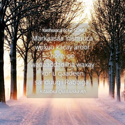 Picture 04 - Yashuuca 6:12 SOM - Markaasaa Yashuuca wuxuu kacay aroor hore, oo - Bible Verse Picture