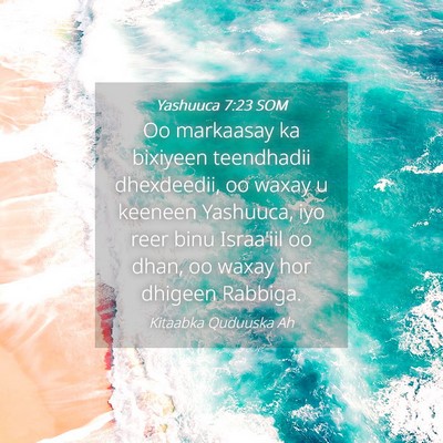 Picture 04 - Yashuuca 7:23 SOM - Oo markaasay ka bixiyeen teendhadii dhexdeedii, - Bible Verse Picture