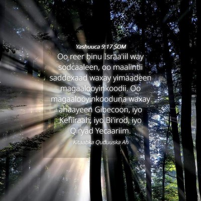 Picture 04 - Yashuuca 9:17 SOM - Oo reer binu Israa'iil way sodcaaleen, oo - Bible Verse Picture