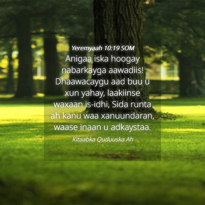 Picture 04 - Yeremyaah 10:19 SOM - Anigaa iska hoogay nabarkayga aawadiis! - Bible Verse Picture
