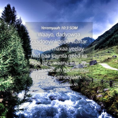 Picture 04 - Yeremyaah 10:3 SOM - Waayo, dadyowga caadooyinkoodu waxtar ma leh, - Bible Verse Picture