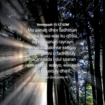 Picture 04 - Yeremyaah 15:17 SOM - Ma aanan dhex fadhiisan shirka kuwa wax ku qosla, - Bible Verse Picture