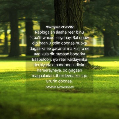 Picture 04 - Yeremyaah 21:4 SOM - Rabbiga ah Ilaaha reer binu Israa'iil wuxuu - Bible Verse Picture