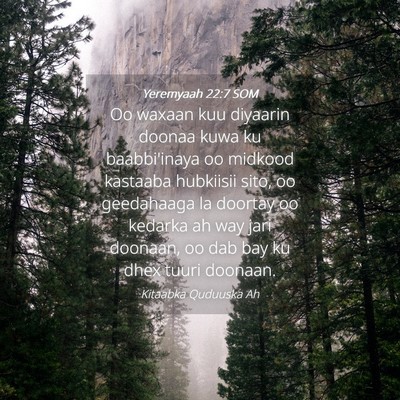 Picture 04 - Yeremyaah 22:7 SOM - Oo waxaan kuu diyaarin doonaa kuwa ku - Bible Verse Picture