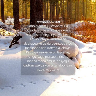 Picture 04 - Yeremyaah 23:32 SOM - Rabbigu wuxuu leeyahay, Bal ogaada, col baan ku - Bible Verse Picture