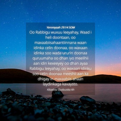 Picture 04 - Yeremyaah 29:14 SOM - Oo Rabbigu wuxuu leeyahay, Waad i heli doontaan, - Bible Verse Picture