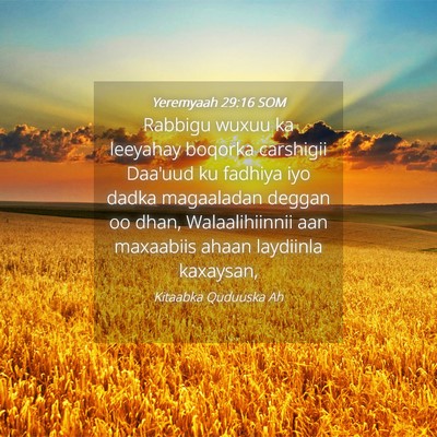 Picture 04 - Yeremyaah 29:16 SOM - Rabbigu wuxuu ka leeyahay boqorka carshigii - Bible Verse Picture