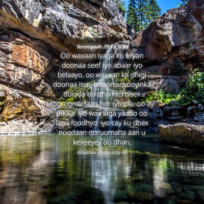 Picture 04 - Yeremyaah 29:18 SOM - Oo waxaan iyaga ku eryan doonaa seef iyo abaar - Bible Verse Picture