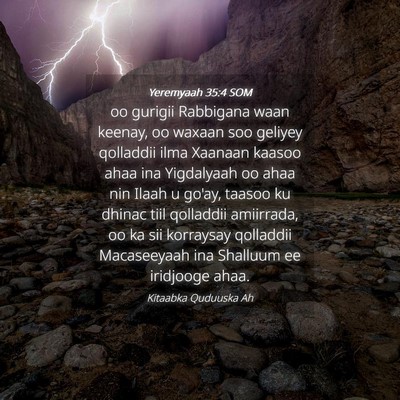Picture 04 - Yeremyaah 35:4 SOM - oo gurigii Rabbigana waan keenay, oo waxaan soo - Bible Verse Picture