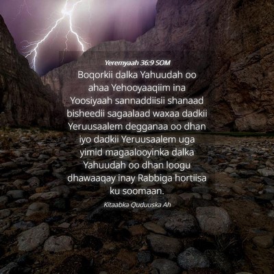 Picture 04 - Yeremyaah 36:9 SOM - Boqorkii dalka Yahuudah oo ahaa Yehooyaaqiim ina - Bible Verse Picture