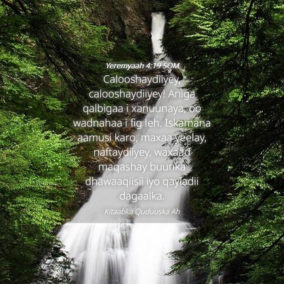 Picture 04 - Yeremyaah 4:19 SOM - Calooshaydiiyey, calooshaydiiyey! Aniga qalbigaa - Bible Verse Picture