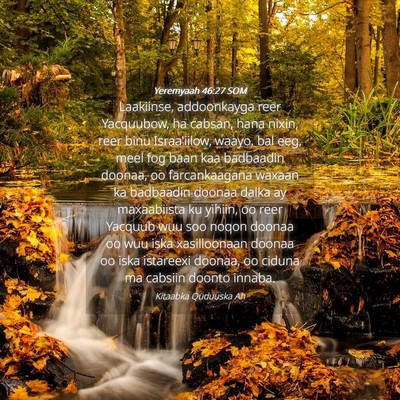 Picture 04 - Yeremyaah 46:27 SOM - Laakiinse, addoonkayga reer Yacquubow, ha cabsan, - Bible Verse Picture