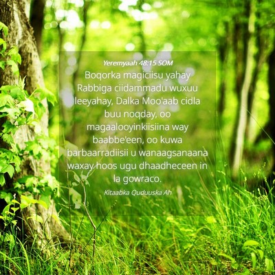 Picture 04 - Yeremyaah 48:15 SOM - Boqorka magiciisu yahay Rabbiga ciidammadu wuxuu - Bible Verse Picture