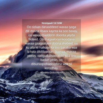 Picture 04 - Yeremyaah 5:6 SOM - Oo sidaas daraaddeed waxaa iyaga dili doona - Bible Verse Picture