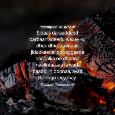 Picture 04 - Yeremyaah 50:30 SOM - Sidaas daraaddeed barbaarradeedu waxay ku dhex - Bible Verse Picture