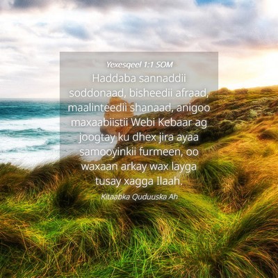 Picture 04 - Yexesqeel 1:1 SOM - Haddaba sannaddii soddonaad, bisheedii afraad, - Bible Verse Picture