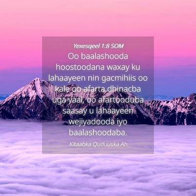 Picture 04 - Yexesqeel 1:8 SOM - Oo baalashooda hoostoodana waxay ku lahaayeen nin - Bible Verse Picture