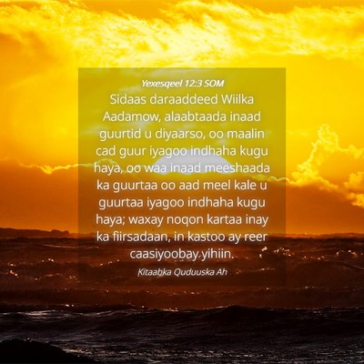 Picture 04 - Yexesqeel 12:3 SOM - Sidaas daraaddeed Wiilka Aadamow, alaabtaada - Bible Verse Picture