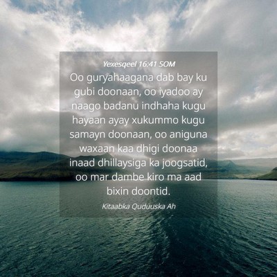 Picture 04 - Yexesqeel 16:41 SOM - Oo guryahaagana dab bay ku gubi doonaan, oo - Bible Verse Picture