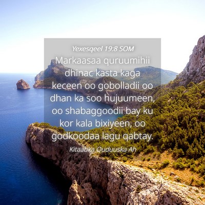 Picture 04 - Yexesqeel 19:8 SOM - Markaasaa quruumihii dhinac kasta kaga keceen oo - Bible Verse Picture
