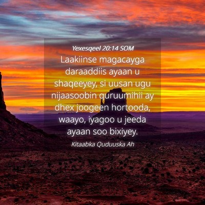 Picture 04 - Yexesqeel 20:14 SOM - Laakiinse magacayga daraaddiis ayaan u shaqeeyey, - Bible Verse Picture