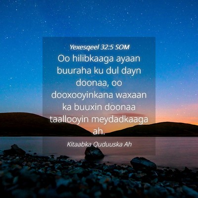 Picture 04 - Yexesqeel 32:5 SOM - Oo hilibkaaga ayaan buuraha ku dul dayn doonaa, - Bible Verse Picture