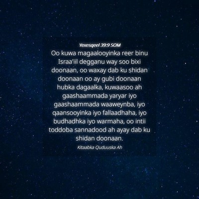 Picture 04 - Yexesqeel 39:9 SOM - Oo kuwa magaalooyinka reer binu Israa'iil degganu - Bible Verse Picture