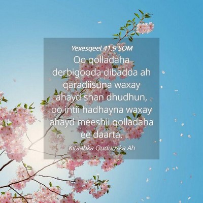 Picture 04 - Yexesqeel 41:9 SOM - Oo qolladaha derbigooda dibadda ah qaradiisuna - Bible Verse Picture