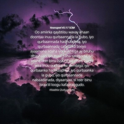 Picture 04 - Yexesqeel 45:17 SOM - Oo amiirka qaybtiisu waxay ahaan doontaa inuu - Bible Verse Picture