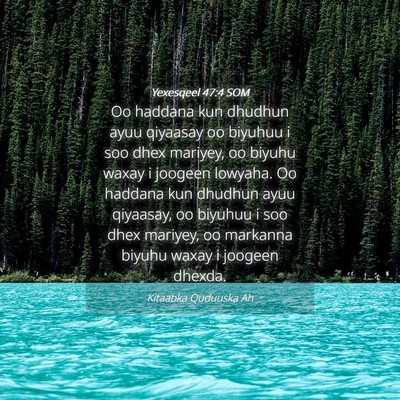 Picture 04 - Yexesqeel 47:4 SOM - Oo haddana kun dhudhun ayuu qiyaasay oo biyuhuu i - Bible Verse Picture