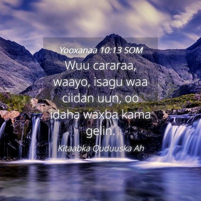 Picture 04 - Yooxanaa 10:13 SOM - Wuu cararaa, waayo, isagu waa ciidan uun, oo - Bible Verse Picture