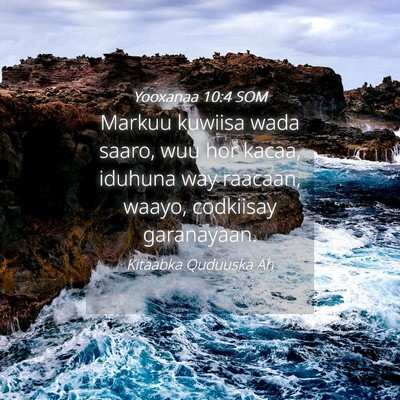 Picture 04 - Yooxanaa 10:4 SOM - Markuu kuwiisa wada saaro, wuu hor kacaa, iduhuna - Bible Verse Picture