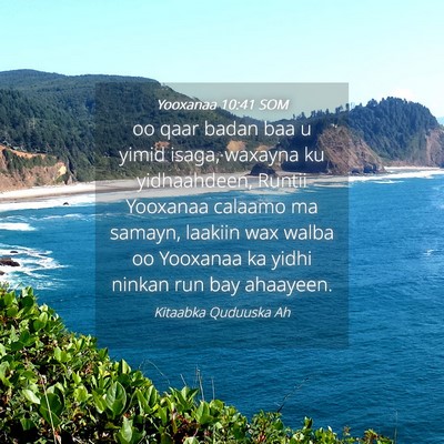 Picture 04 - Yooxanaa 10:41 SOM - oo qaar badan baa u yimid isaga, waxayna ku - Bible Verse Picture