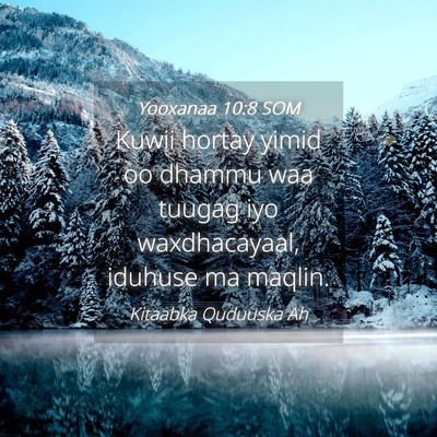 Picture 04 - Yooxanaa 10:8 SOM - Kuwii hortay yimid oo dhammu waa tuugag iyo - Bible Verse Picture