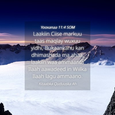 Picture 04 - Yooxanaa 11:4 SOM - Laakiin Ciise markuu taas maqlay wuxuu yidhi, - Bible Verse Picture
