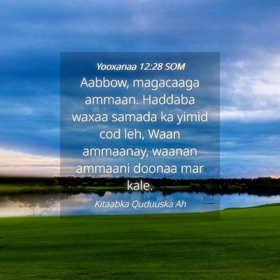 Picture 04 - Yooxanaa 12:28 SOM - Aabbow, magacaaga ammaan. Haddaba waxaa samada ka - Bible Verse Picture