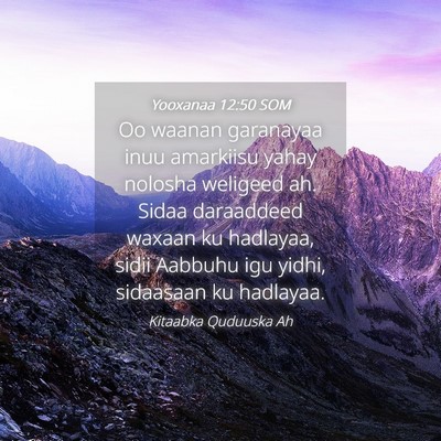 Picture 04 - Yooxanaa 12:50 SOM - Oo waanan garanayaa inuu amarkiisu yahay nolosha - Bible Verse Picture