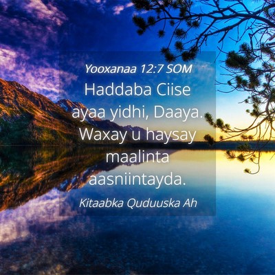 Picture 04 - Yooxanaa 12:7 SOM - Haddaba Ciise ayaa yidhi, Daaya. Waxay u haysay - Bible Verse Picture