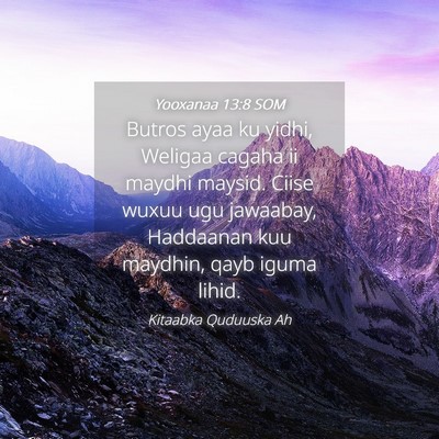 Picture 04 - Yooxanaa 13:8 SOM - Butros ayaa ku yidhi, Weligaa cagaha ii maydhi - Bible Verse Picture