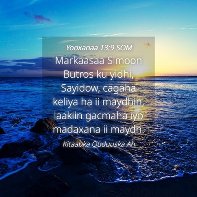 Picture 04 - Yooxanaa 13:9 SOM - Markaasaa Simoon Butros ku yidhi, Sayidow, cagaha - Bible Verse Picture