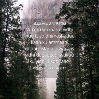 Picture 04 - Yooxanaa 21:19 SOM - Wuxuu waxaas u yidhi inuu tuso dhimashaduu Ilaah - Bible Verse Picture