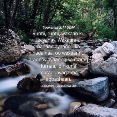 Picture 04 - Yooxanaa 3:11 SOM - Runtii, runtii, waxaan ku leeyahay, Waxaannu - Bible Verse Picture