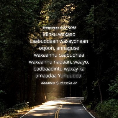 Picture 04 - Yooxanaa 4:22 SOM - Idinku waxaad caabuddaan waxaydnaan oqoon, - Bible Verse Picture