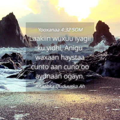 Picture 04 - Yooxanaa 4:32 SOM - Laakiin wuxuu iyagii ku yidhi, Anigu waxaan - Bible Verse Picture