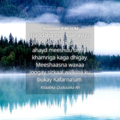 Picture 04 - Yooxanaa 4:46 SOM - Haddaba mar kale ayuu yimid Kaana tii Galili oo - Bible Verse Picture