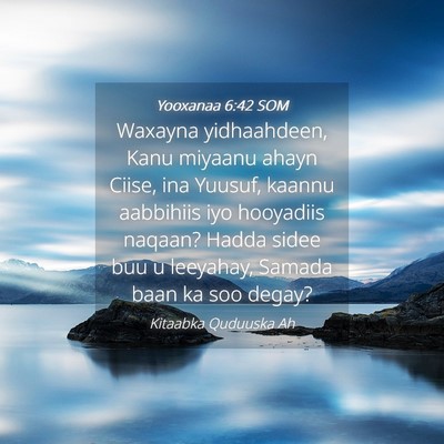 Picture 04 - Yooxanaa 6:42 SOM - Waxayna yidhaahdeen, Kanu miyaanu ahayn Ciise, - Bible Verse Picture